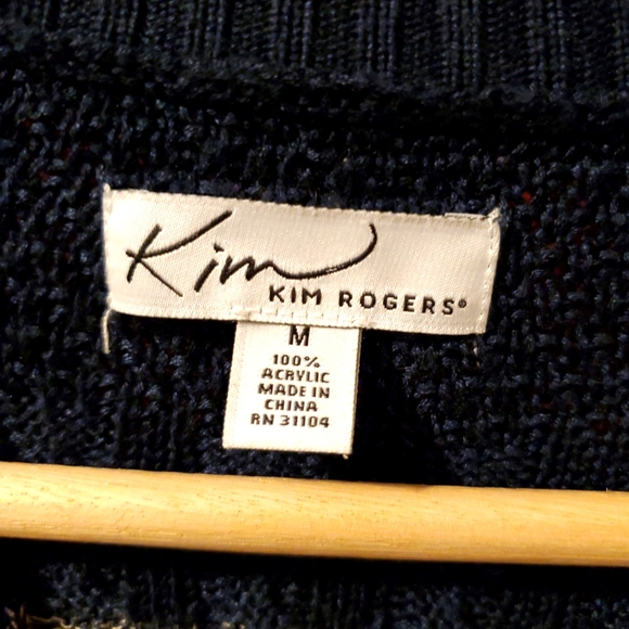 COPY - Blue and cream open front short sleeve cardigan Kim Rogers - Picture 3 of 12